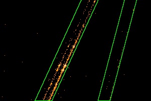 Two spectra on a detector very close to each other.