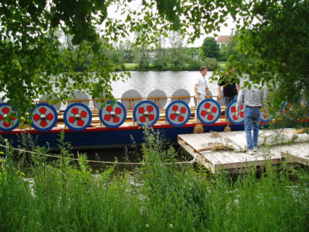 ship moored on the river banks